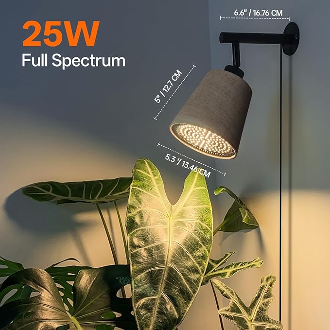 Bstrip Hanging Grow Lights for Indoor Plants, 25W Full Spectrum, 4H/9H/14H Timer, 3000K Wall-Mounted Decorative Plant Light with 9.8FT Power Cord, Ideal for Tall Plants, Flowers and Potted Trees