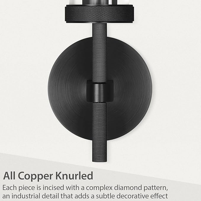 Modern Black Wall Sconces Bathroom Vanity Light Fixtures, Glass Tube Wall Sconces Set of Two, sconces wall lighting indoors, Wall Lights for Mirror, Living Room, Bedroom, Hallway (including bulb)