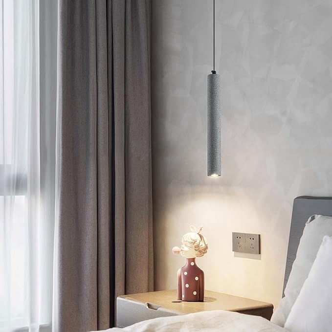 Concrete ﻿Linear Black Pendant Light,Modern Industrial Hanging Cement Pendant Lighting Fixture for Kitchen Island Dinning Room Bedroom Bedside Table Pendant Lights(2-Pack)