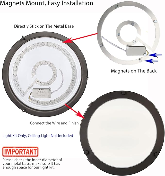 36W LED Close to Ceiling Flush Mount Fan Fandelier Retrofit Light Kit Replacement Engine Panel Board Light Bulb, 3CCT 3000K/4500K/6000K (36W)