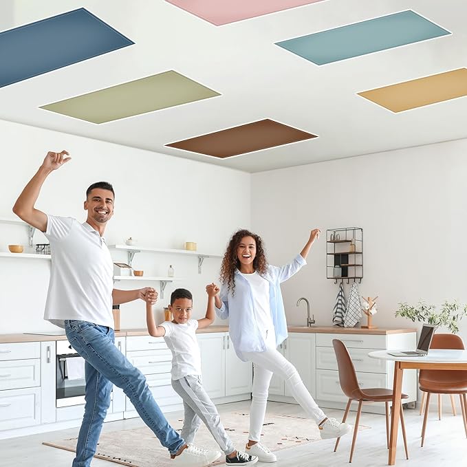 QOUBAI 12PCS Fluorescent Light Covers, 4 x 2 Feet Magnetic Light Cover Fluorescent Lights Shade Panel Positive Inspirational Ceiling Lights Filters for Office Classroom Home Drop Ceiling Boho