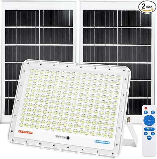TINSUM 500W Solar Led Flood Lights Outdoor, 28000 Lumens Solar Security Street Lights Dusk to Dawn 1920LED with Remote White Led for Parking Lot,Stadium,Yard,Swimming Pool, Pathway,Flag Pole,Driveway