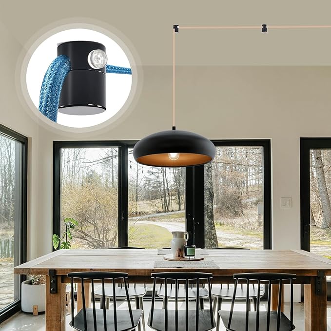 6 Pack Upgrade Ceiling Hooks for Hanging Lights, Black Swag Hooks for Ceiling Light, Aluminum Swag Hook Super Load, Modern Hook for Hanging Light Fixture,Pendant Lights Cord-Easy to Use