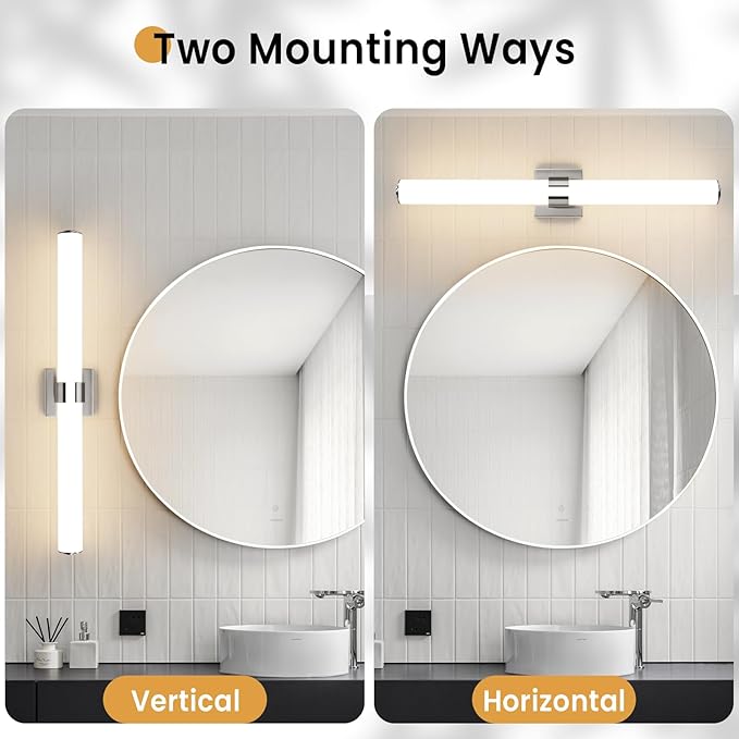 Bathroom Vanity Light Fixtures 31IN Brushed Nickel Bathroom Lights Over Mirror, 28W 3000K Dimmable LED Vanity Light Bar Modern Wall Sconce Light for Mirror, Kitchen, Living Room, Gallery, Hallway
