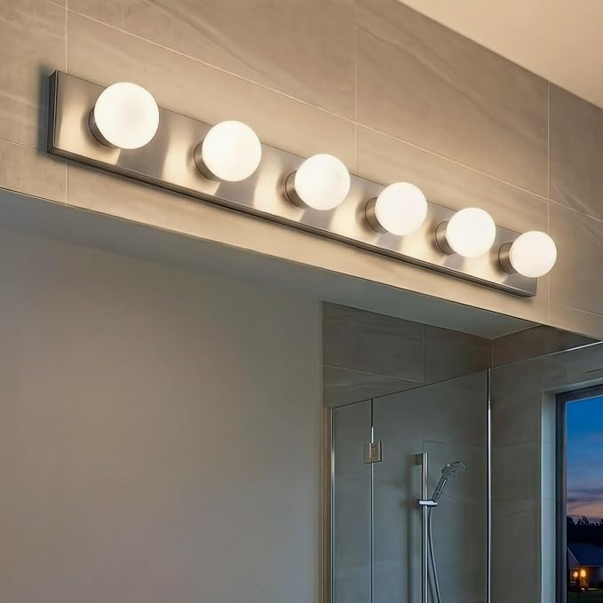 Kichler 36" Bath Bar Vanity Light in Brushed Nickel, 6-Light Traditional Bathroom Light, (36" L x 4.25" H), 626NI
