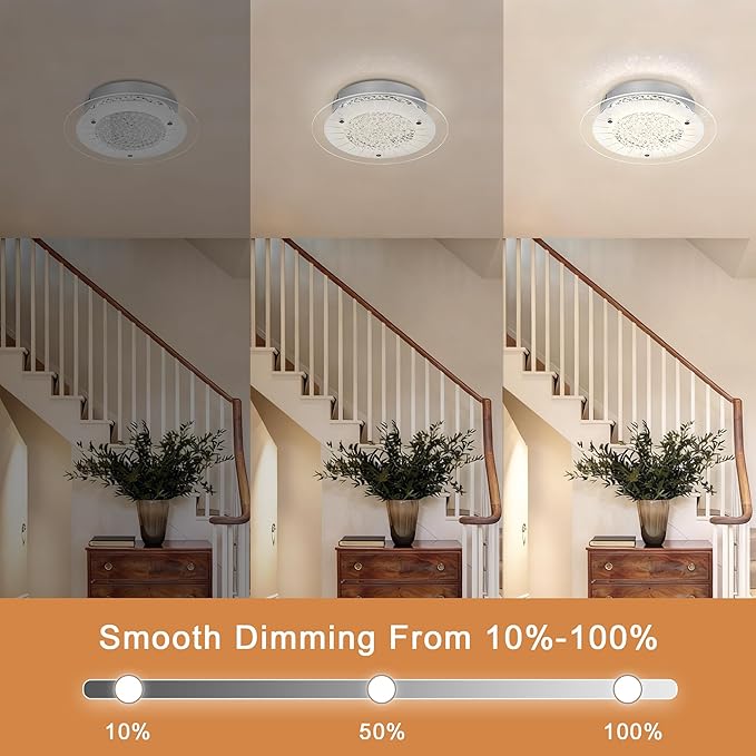 Crystal Ceiling Light Fixture Dimmable Modern Kitchen Light Fixtures LED 11" Flush Mount Ceiling Light Fixture for Bedroom Bathroom Hallway Foyer Entrance Laundry Room Closet