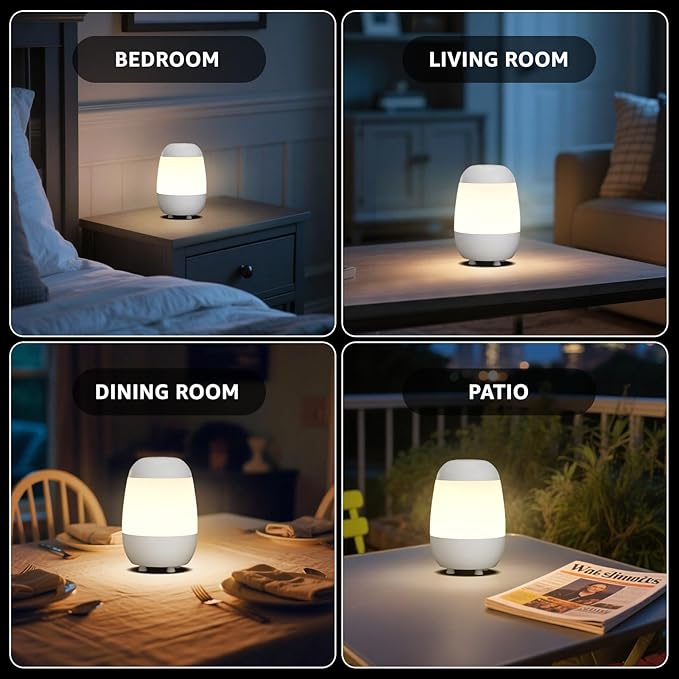 uuffoo 2 Pack Rechargeable Night Light Lamp 3 Color Touch Dimmable LED Portable Table Lamp Battery Operated, USB Changing, Small Cordless Lamp for Bedside Bedroom Travel
