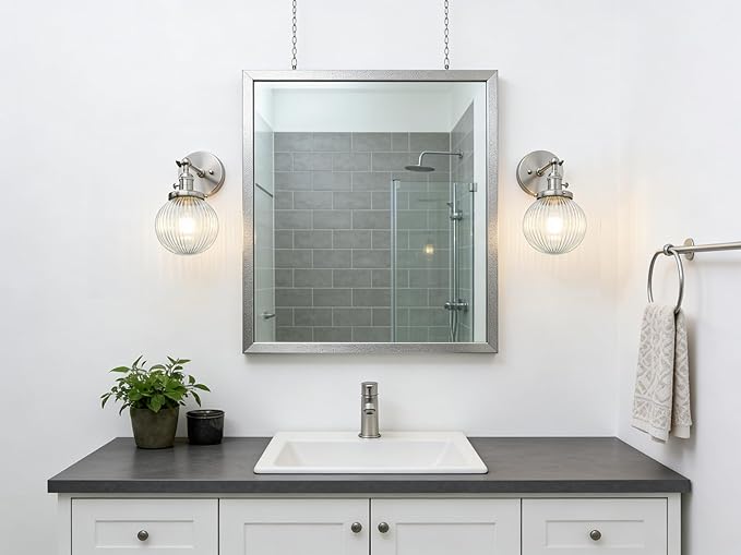PERMO Sconce with Switch Industrial Gold Wall Sconce Lighting with Ribbed Globe Lampshade (Brushed, 1 Light-Hardwired)