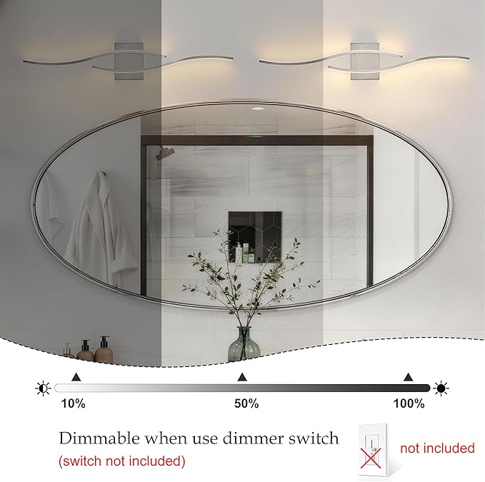 KARTOOSH 2 Pack Bathroom Vanity Lights Fixtures Over Mirror Hardwired Brushed Nickel Wall Lights 3CCT Dimmable LED Bathroom Light Fixtures 31.5 Inch Modern Wall Sconce Picture Lights for Wall