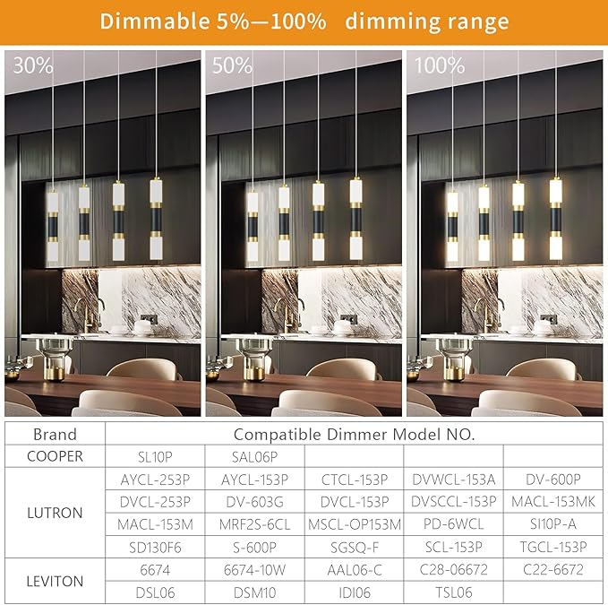 4-Light Modern Pendant Light Kitchen Island Light Fixture Dimmable LED Black Mini Pendant Lights Dinning Room Kitchen Black Gold Pendant Lighting