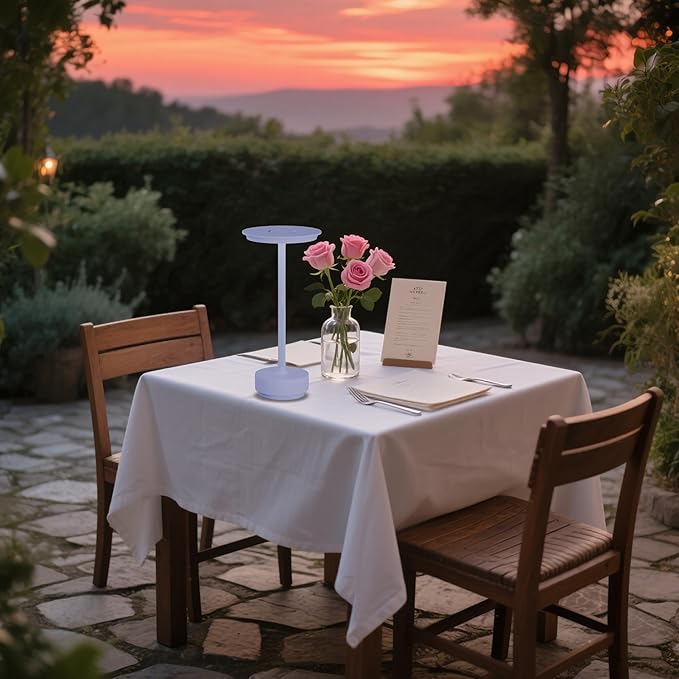 2 Pack Cordless Table Lamps Rechargeable, 5000mAh Portable LED Table Light, 3 Color Stepless Dimming Battery Powered Table Lamp, for Patio/Restaurant/Home/Outdoor.(Light Purple)