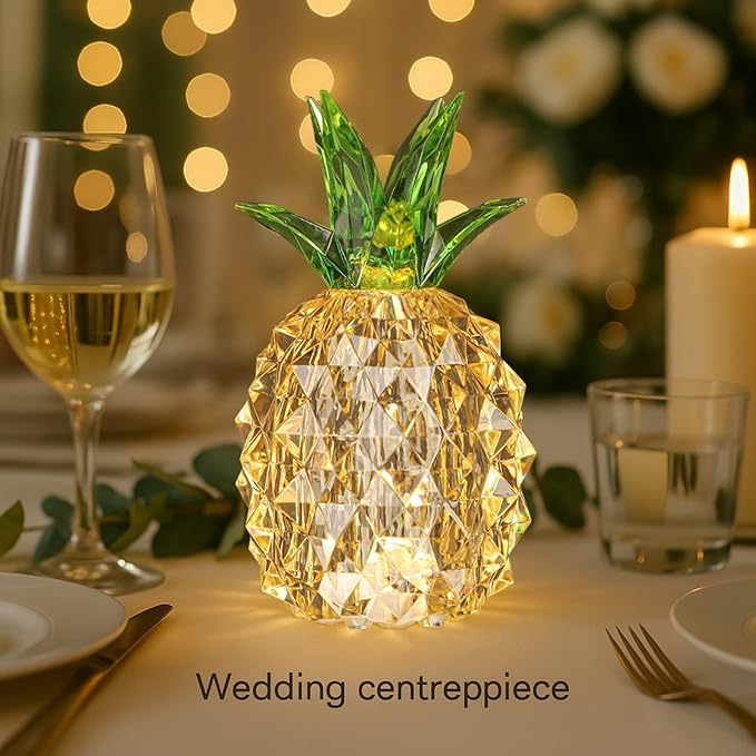Pineapple Baby Night Light for Nursery, Battery Powered Pineapple Lamp for Home Living Room Bedroom Kitchen Office Decor, Crystal Tropical Decor Valentines Day Birthday Gifts for Him Her Kids Women