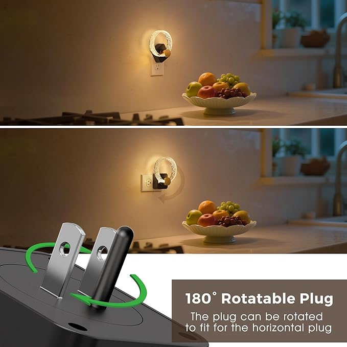 L LOHAS LED Night Lights Plug into Wall, 2 Pack Plug in Night Lights with Light Sensor, 3000K Soft White, 0-100LM Brightness Adjustable, Acrylic Nightlight for Bathroom Bedroom Hallway