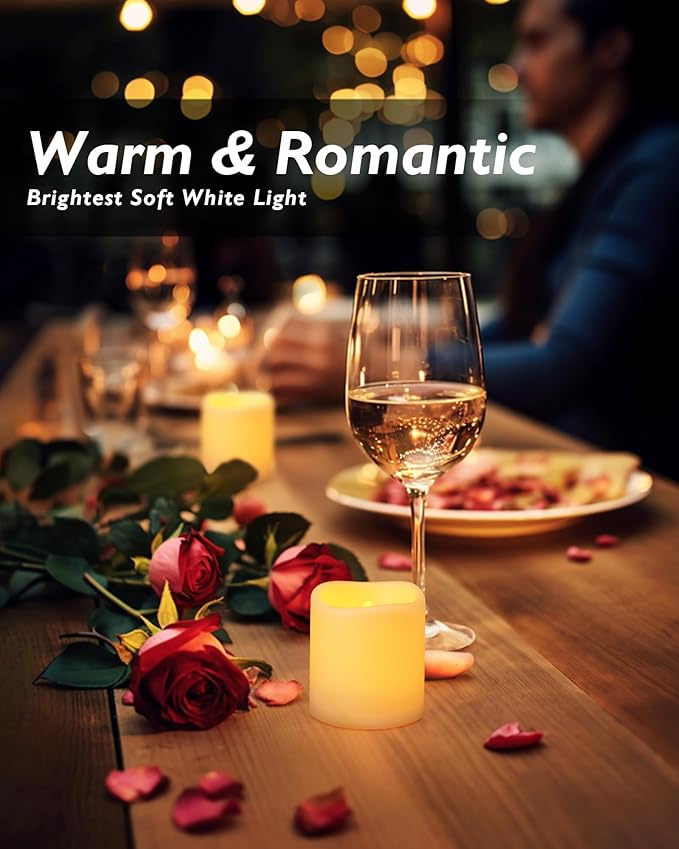Homemory 100Pack Flickering Flameless Votive Candles, 200+Hour Electric Fake Candles, Battery Operated LED Tealight for Wedding, Outdoor, Table, Festival (Amber Yellow,Battery Included)