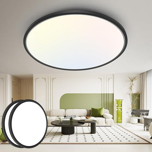 hepside 15.8INCH 2Pack Big Dimmable Flush Mount Ceiling Light Fixture Black, 3CCT 3000/4500/6000K Ceiling Lamp, 36W 4200LM Super Bright Low Profile Light for Bedroom, Kitchen, Bathroom, Hallway