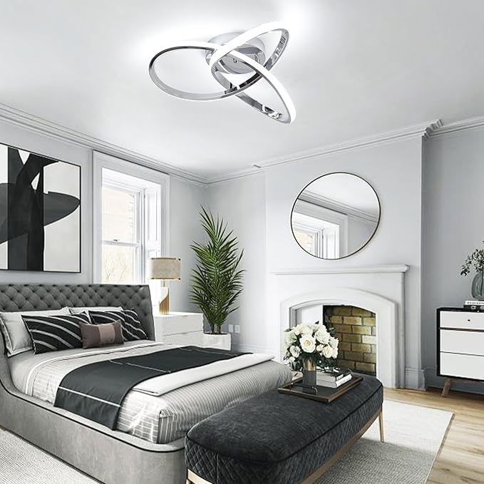 CANEOE Modern Ceiling Light Fixtures,42W Dimmable Flush Mount Led Ceiling Light with Remote Control, Creative Design Close to Ceiling Light for Bedroom Kitchen Living Dining Room Office