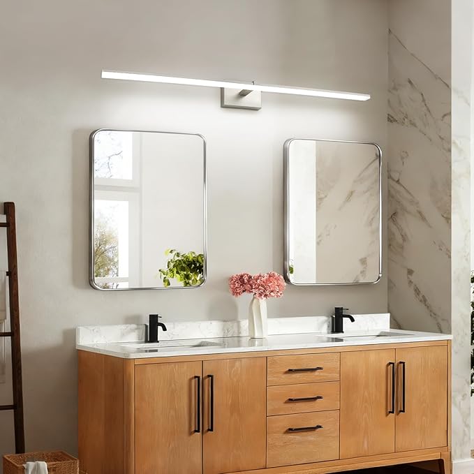 ZUZITO 48 Inch Bathroom Vanity Lights Over Mirror Brushed Nickel Arm Over Cabinet Wide LED Bar 32W 2560lm 6000K ETL IP44