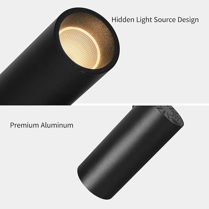 Aisilan 4 Pack 9W LED Modern Black Directional Dimmable Spotlight Indoor Adjustable 90° Anti Glare Ceiling Spot Light Lamp for Foyer Living Room Picture Artwork Lighting, Warm White 3000K, CRI 97