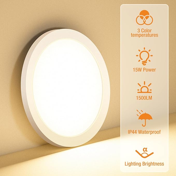 Flush Mount Ceiling Light Fixtures - 3000K-4000K-6500K & 100W Equivalent Flat Led Lights for Room Ceiling,7.5Inch Ultra Thin Round White Ceiling Lights for Living Room,Bedroom,Kitchen,Bathroom,Hallway