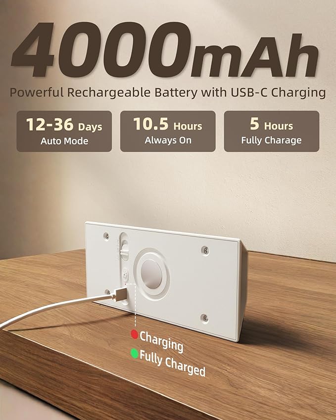 Motion Sensor Wall Light, 4000mAh Rechargeable Battery Operated Wall Sconce, 3 Color Temps, Dimmable, Cordless Magnetic Night Light with Remote, Timer, for Hallway, Stair, Closet, Bedroom, Garage