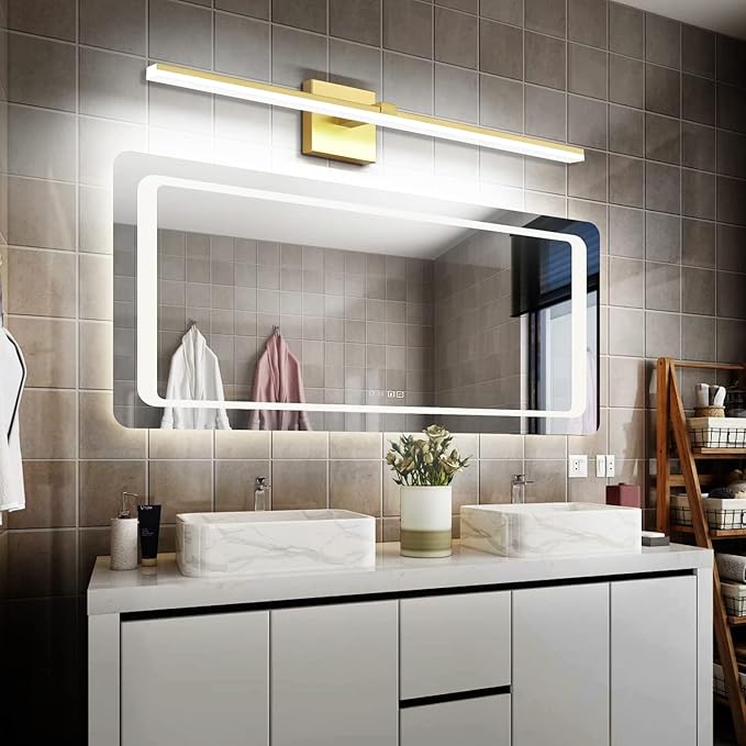 ZUZITO 40 Inch LED Vanity Light Gold Bathroom Lighting Fixtures Dimmable Modern Bathroom Lights Over Mirror 6000K Cool White