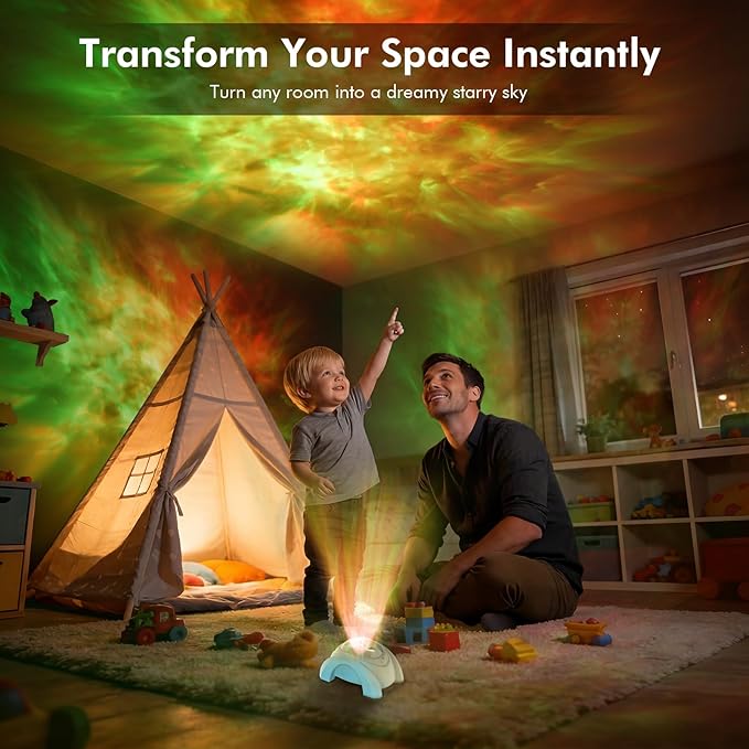 Rossetta Dual Lens Galaxy Projector, Star Projector for Bedroom with White Noise & Bluetooth Speaker, Remote, Timer, Aurora & Nebula Night Light Projector for Room Decor, Gifts for Kids Adults Teens