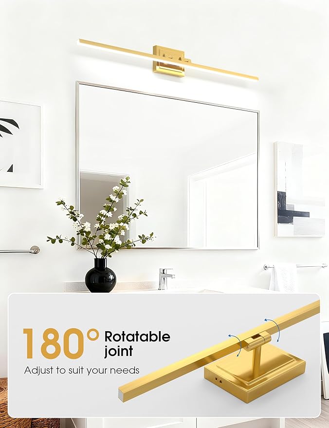 VOLISUN Bathroom Vanity Light 39.4 inch, 24W Dimmable 5CCT Led Bathroom Light Fixture Over Mirror, Gold Bar Vanity Light for Bathrooms-ETL Certificated