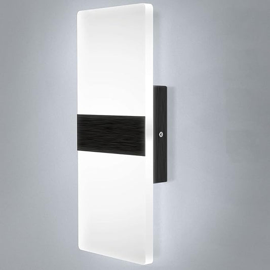 Lightess Modern Wall Sconce Dimmable Sconce Wall Lighting 12W Black Indoor Wall Lamp Acrylic Wall Mounted Lighting Fixture for Bedroom Living Room Hallway, Cool White