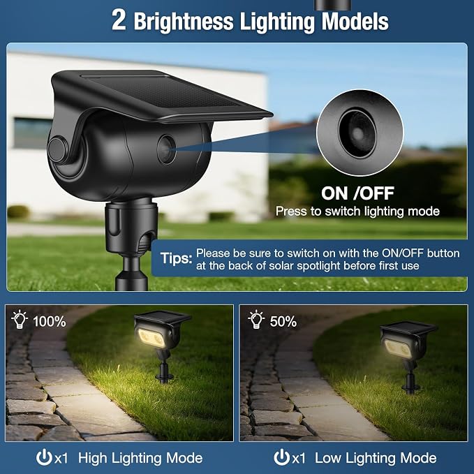 Solar Spot Lights for Outdoor, Warm Light-6 Pack