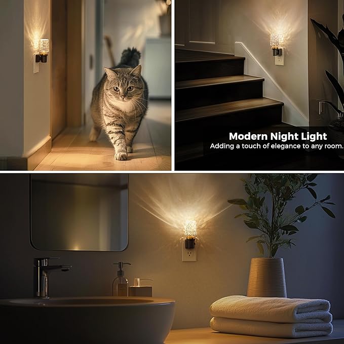 L LOHAS LED Night Light,Plug in Night Light with Light Sensor,0-100LM Brightness Adjustable,3000K Soft White,Acrylic Decorative Nightlight for Bathroom Bedroom Hallway