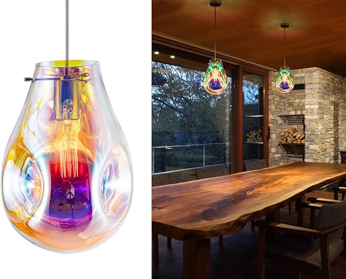 Modern Glass Island Pendant Light Lava Irregular Shape Chic 1 Light Chandelier Colorful Contemporary Hanging Ceiling Lighting for Kitchen Island Living Dining Room Bedroom