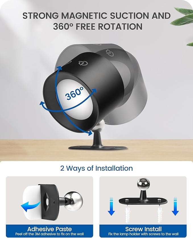 Battery Operated Wall Sconces 4 Pack, Rechargeable Wall Sconce with Remote Control, 3 Color Temp & 3 RGB & Dimmable, Wireless Wall Mount Light for Hallway, Bedroom, Black B02YBP406