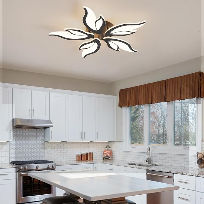 Modern Ceiling Light Fixture, 3000K-6000K Dimmable Flush Mount Ceiling Light, 45W Acrylic Black LED Ceiling Lights for Living Room, Bedroom, Dining Room,23.6In