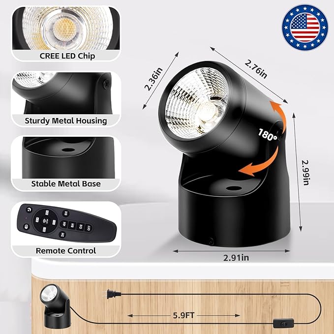 Uplighting Indoor Uplights with Timer and Remote, Stepless Adjustable Color Temperature and Dimmable Floor Can Light, 6000K Accent LED Spot Lights for Plant, Artwork, Corner, Wall