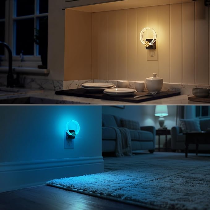 DORESshop Night Lights Plug into Wall, [2 Pack] LED Night Light Color Changing RGB with Dusk-to-Dawn Sensor, Adjustable Brightness, Dimmable Nightlights for Hallway, Bedroom, Kids Room, Room Decor