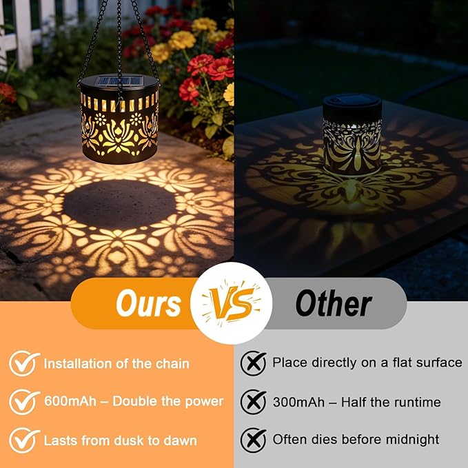 2 Pack Solar Fence Lights, Metal Solar Powered Outdoor Wall Lights with Flower Pattern,Waterproof Deck Step Lights for Garden Patio Backyard Decor, Unique Gardening Gifts for Women Mom Grandma