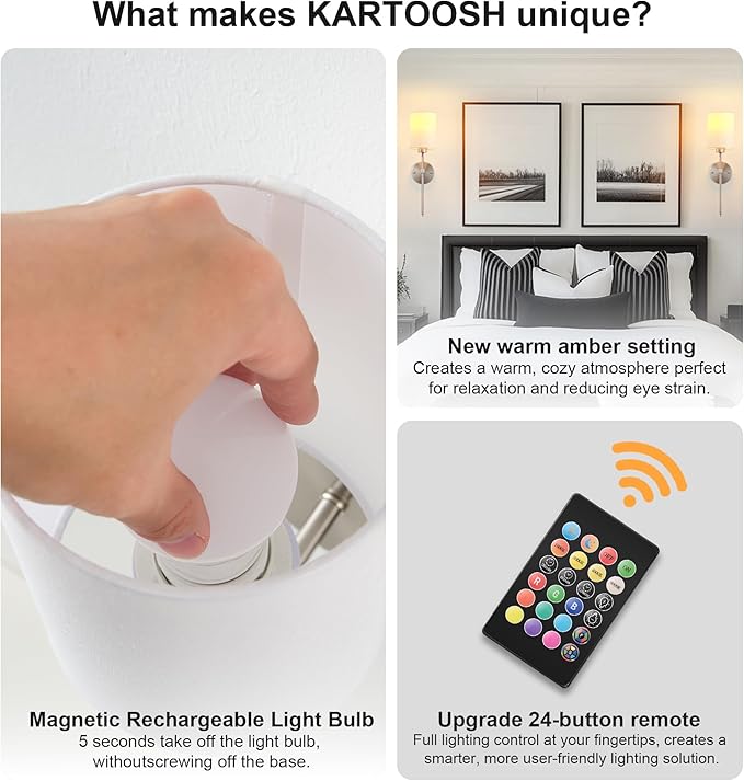 Battery Operated Wall Sconces Set of Two,Wireless Rechargeable Wall Light With Remote Control, Dimmable, Amber Light/Warm White/Natural White/Daylight/RGB,Timer,for Living Room,Bedroom,Entryway,Nickel