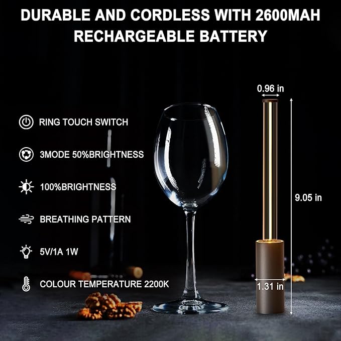 Portable Cordless Lamp, 3-Way Touch USB Rechargeable Battery Operated Table Lamp, Minimalist Small Lamp for Bedside and Kitchen, Ambient Light for Dining and Bar, Grey