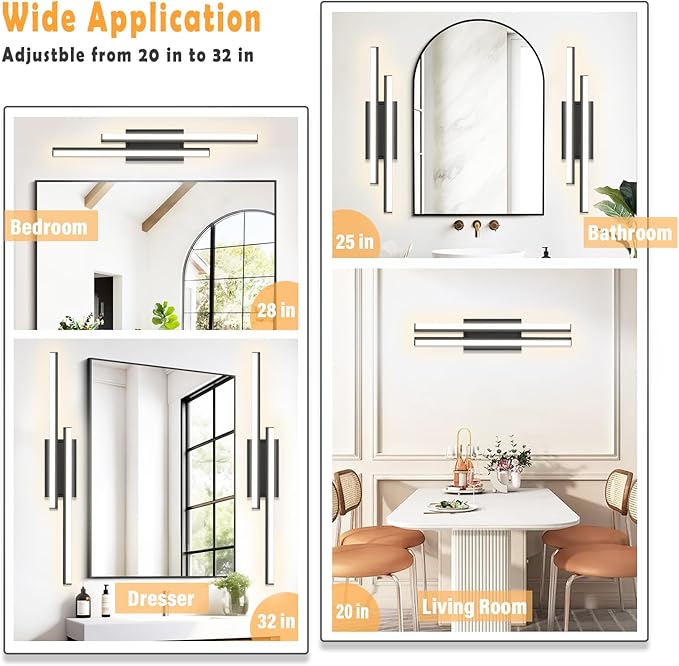 ETL Bathroom Vanity Light Retractable 32 inch-Bathroom Light Fixtures,2780LM 34W 2700K/3000K/4000K/5000K/5700K/5cct Optional,1 Pack