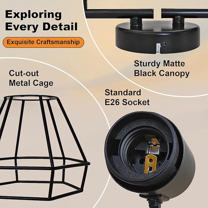 LTBLIGHT 4-Light Track Lighting Fixtures Ceiling, Adjustable Track Lighting Kit, Black Farmhouse Ceiling Light with E26 Base, Directional Spotlights for Kitchen Hallway Bedroom Living Room
