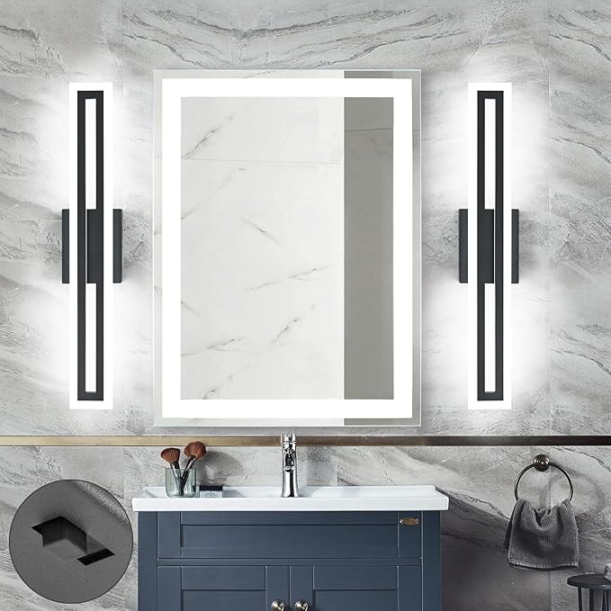 SOLFART 24 inch LED Vanity Lights Black Bathroom Light Fixture 5 Color Adjustable Bathroom Vanity Lights Over Mirror LED Vanity Lighting Fixtures Light Bar 5CCT
