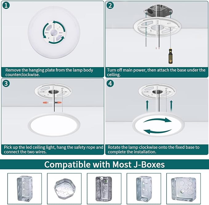 Led Ceiling Light Fixtures Dimmable with Remote Control, 15.4 Inch Ultra Thin Modern Flush Mount, 36 W, 4500 LM, with Night Light, for Bedroom, Kitchen, Dining Room, Living Room
