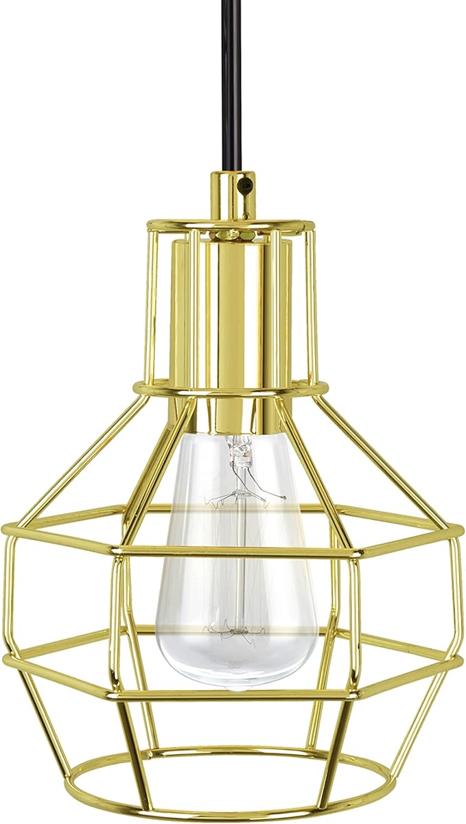 Aspen Creative 61122-11, One-Light Hanging Mini Pendant Ceiling Light, Transitional Design in Polished Brass Finish, 4-1/2" Wide