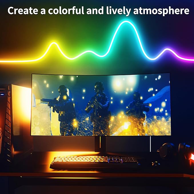 segrass 66FT Neon LED Rope Lights IP65 Waterproof LED Lights for Bedroom Flexible LED Light Strip with Remote/APP Control RGB Lighting Strip for Indoors Outdoors Bedroom Room Home Décor