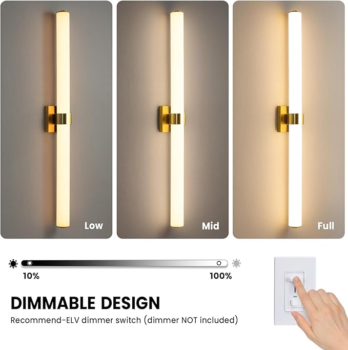 AIJIASI Bathroom Light Fixtures - 39 Inch Gold Bathroom Lights Over Mirror LED Vanity Light with Acrylic Shade, 36W Modern Vanity Lighting Fixtures for Mirror Living Room Gallery 3000K