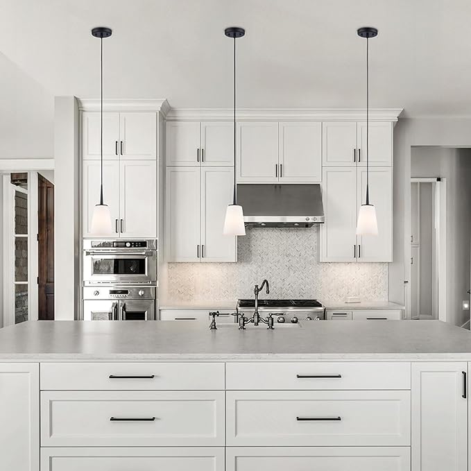 Montgomery 1-Light Pendant Light | Black Finish with White Frosted Glass Shade | Adjustable Hanging Height to 82.75" | Uses E26 Medium Base Bulb (Black, Pendant)