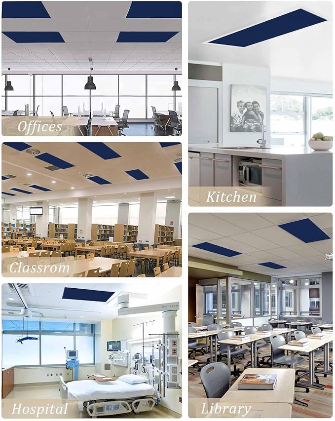Magnetic Light Cover for Classroom Drop Ceiling,1 Pack 4x2 Ft Fluorescent Light Covers for Office Home Ceiling Light Navy Blue Solid Color Lampshade