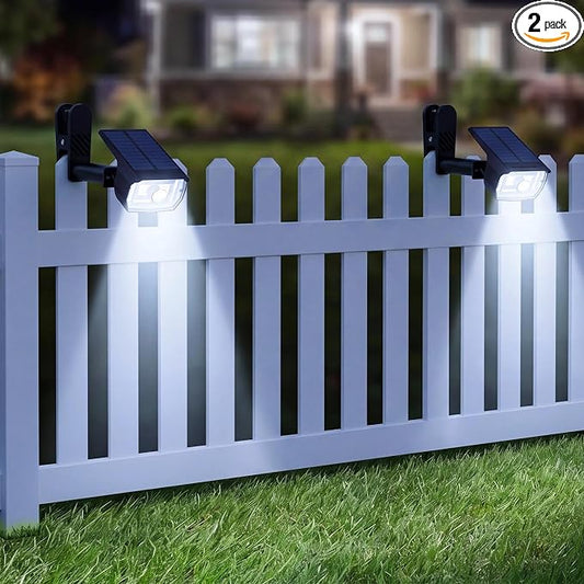 nipify 2 Pack Clip On Solar Lights Outdoor, Motion Sensor Lights with 3 Modes, 2-in-1 Solar Security Light Waterproof for Outside Fence, Deck, Gutter, Pathway