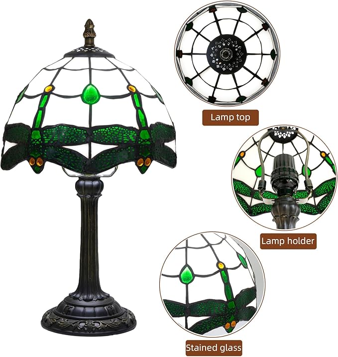Tiffany Stained Glass Table Lamp Warm White Dragonfly Style Bedroom Retro Bedside lamp Unique Small Table lamp Living Room Dining Room Home Decoration Creative Gift Scene Props Atmosphere lamp