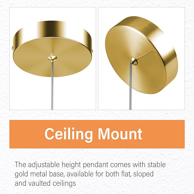 Pendant Lights Kitchen Island, 6500K Modern Kitchen Island Lights Brushed Gold, 3 Pack Ceiling Lighting Fixtures with Crystal Bubble, Integrated LED Hanging Light for Dining Room Restaurant